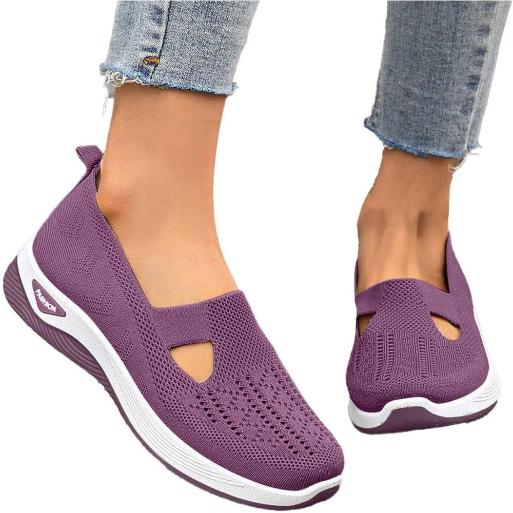 image:imageChaussures Orthopediques Femmes Ete Confortable Pieds Larges Sandales Baskets Chaussure Orthopedique Femme De Marche sans Lacets Basket Basquette Confort Chic Sneakers Legere02 Purple