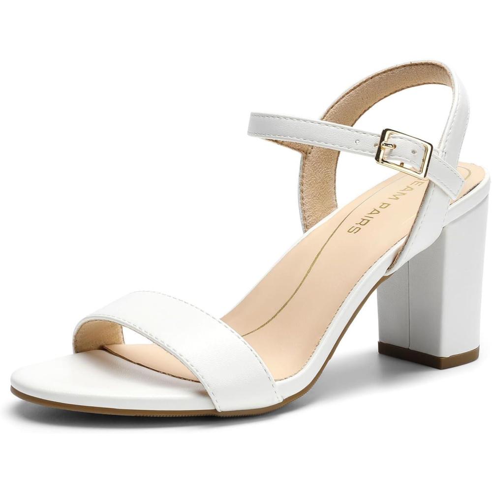image:imageDREAM PAIRS Sandales talons pais pour femme Bout ouvert Sangle de cheville Tendance Pour fte de mariageBlanc