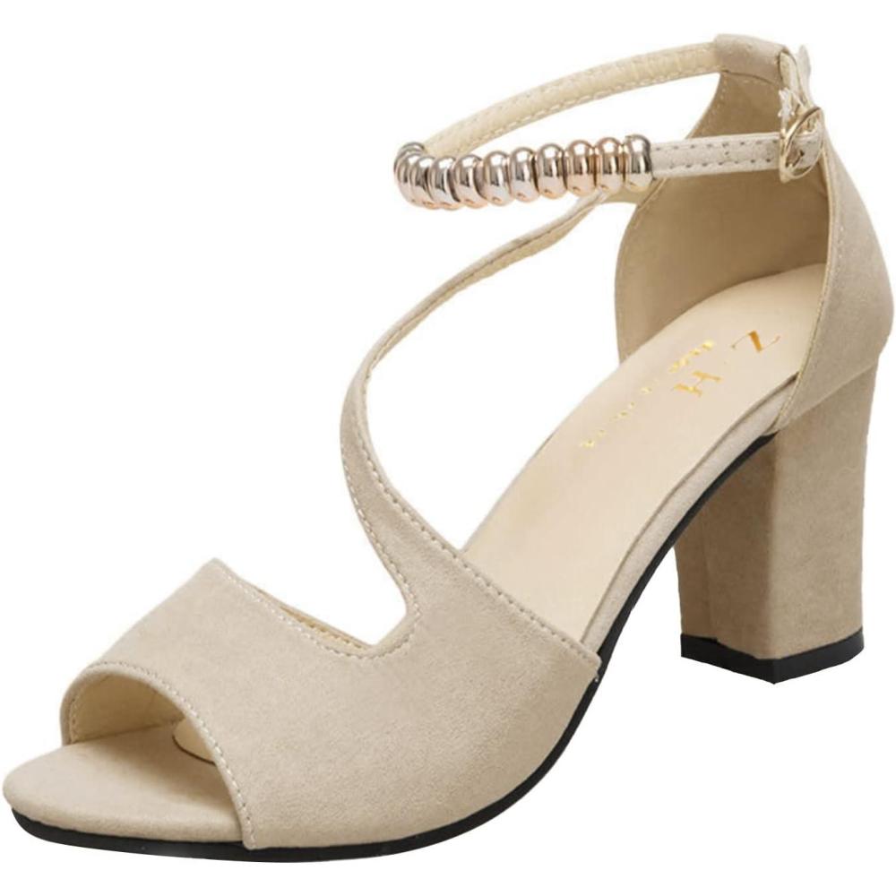 image:imageEscarpins ouverts pour femme  Noir  Sandales vertes avec lanires  Chaussures dt respirantes et lgantes  Dcontractes et confortables  Sandales de randonne lgres  Sandales dextrieurBeige