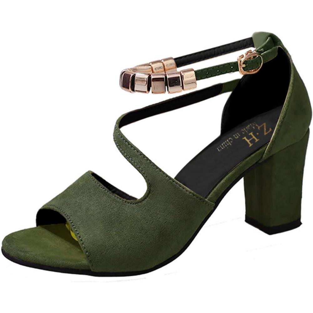 image:imageEscarpins ouverts pour femme Noir Sandales vertes avec lanires Chaussures dt respirantes et lgantes Dcontractes et confortables Sandales de randonne lgres Sandales dextrieurVert