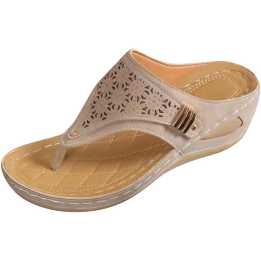 image:imageMules Femmes t Confortable Sandales en Cuir pour Femme Chausson Bout Ouvert Compenses Plateforme Pantoufles De Plage Et Claquettes De Piscine Femme Orthopdiques ChaussonsY Grey
