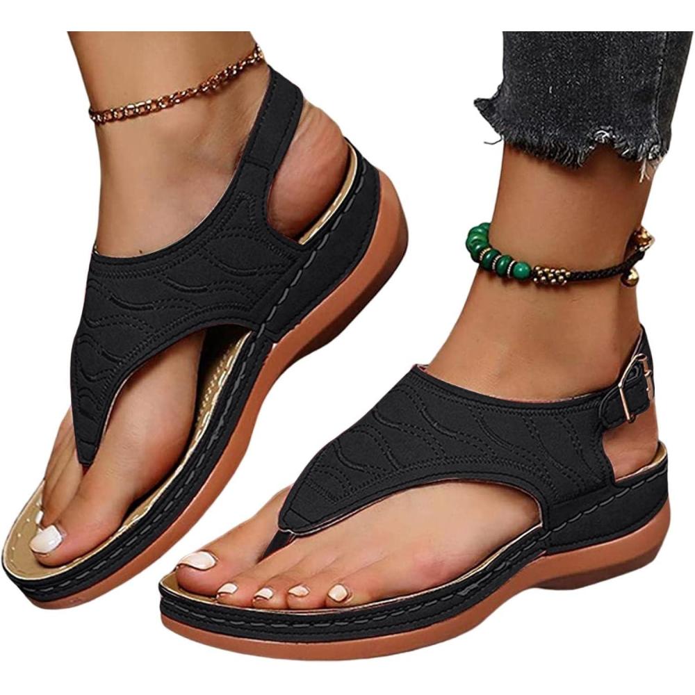 image:imageSandales Orthopdiques dt Pour Femme  Soutien la Vote Plantaire  PlageNoir