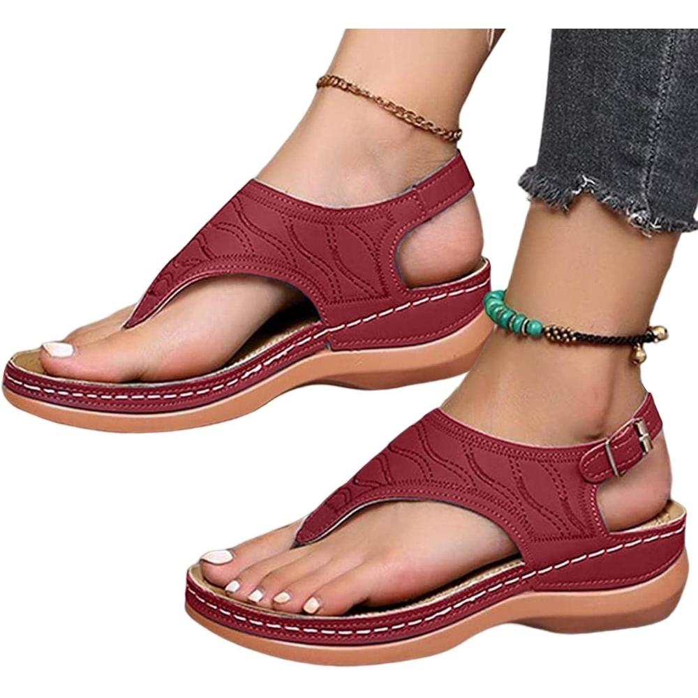 image:imageSandales Orthopdiques dt Pour Femme  Soutien la Vote Plantaire  PlageRouge Bordeaux