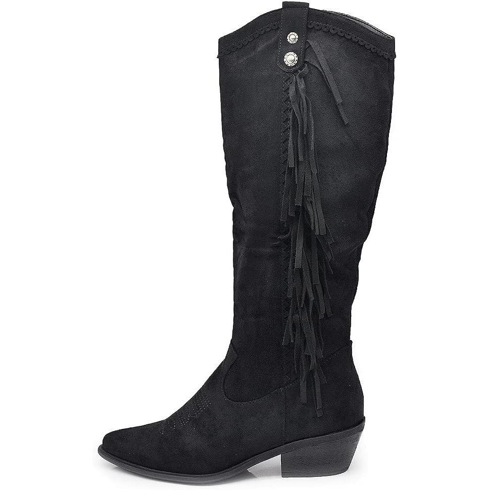 image:imageTexani Cowboy Western Chaussures pour femme Bottes Frange Camperos Etnici 625Ml60 Noir