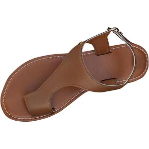 2025 chaussures hallux valgus pour femme confortable Bout Ouvert chaussure plates de plage sandale Décontracté de bain Chaussures tongs élégante Bohême mules femme cuir Premium(Brun)