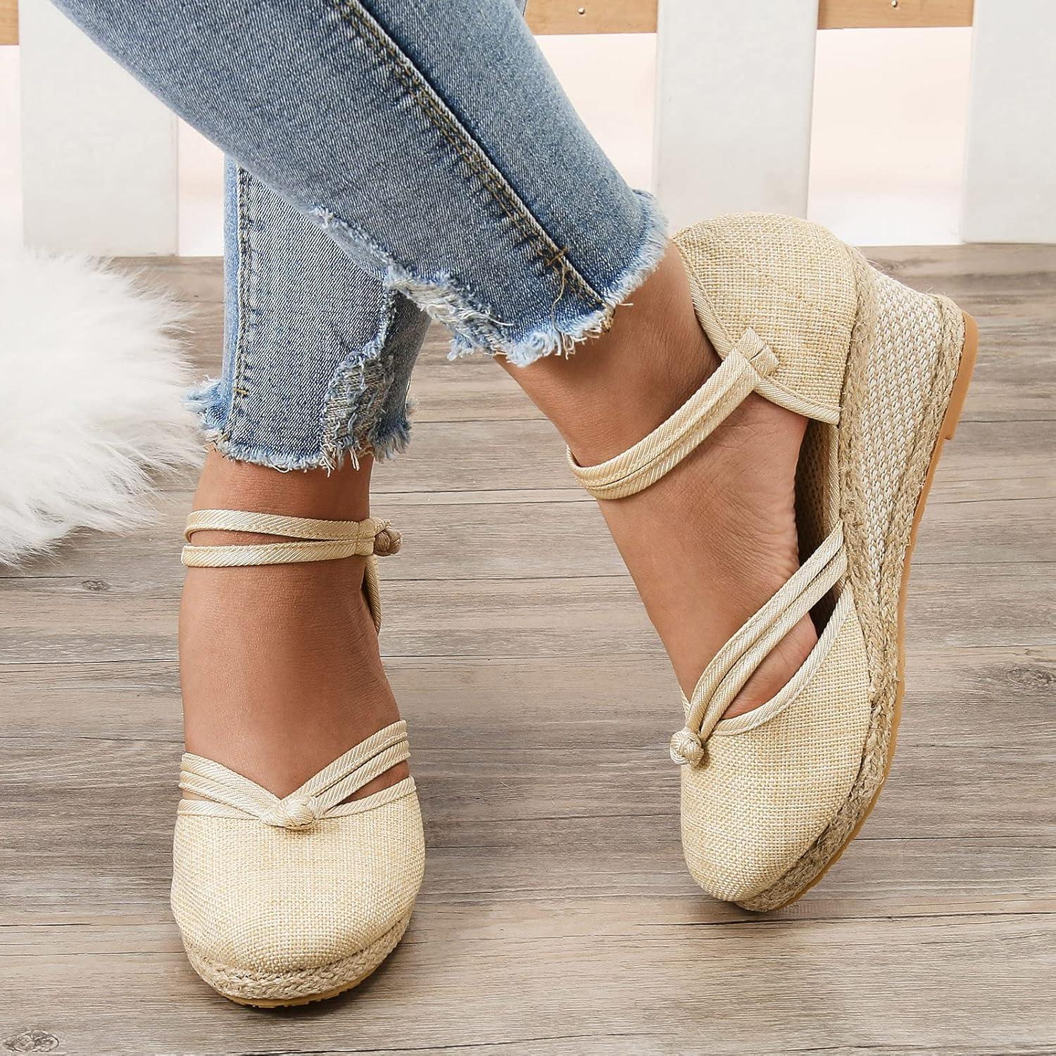 image:image2025 Sandales plateforme pour femme Espadrilles compenses confortables avec fermeture boucle en jute lgantes et flexibles2 Beiges