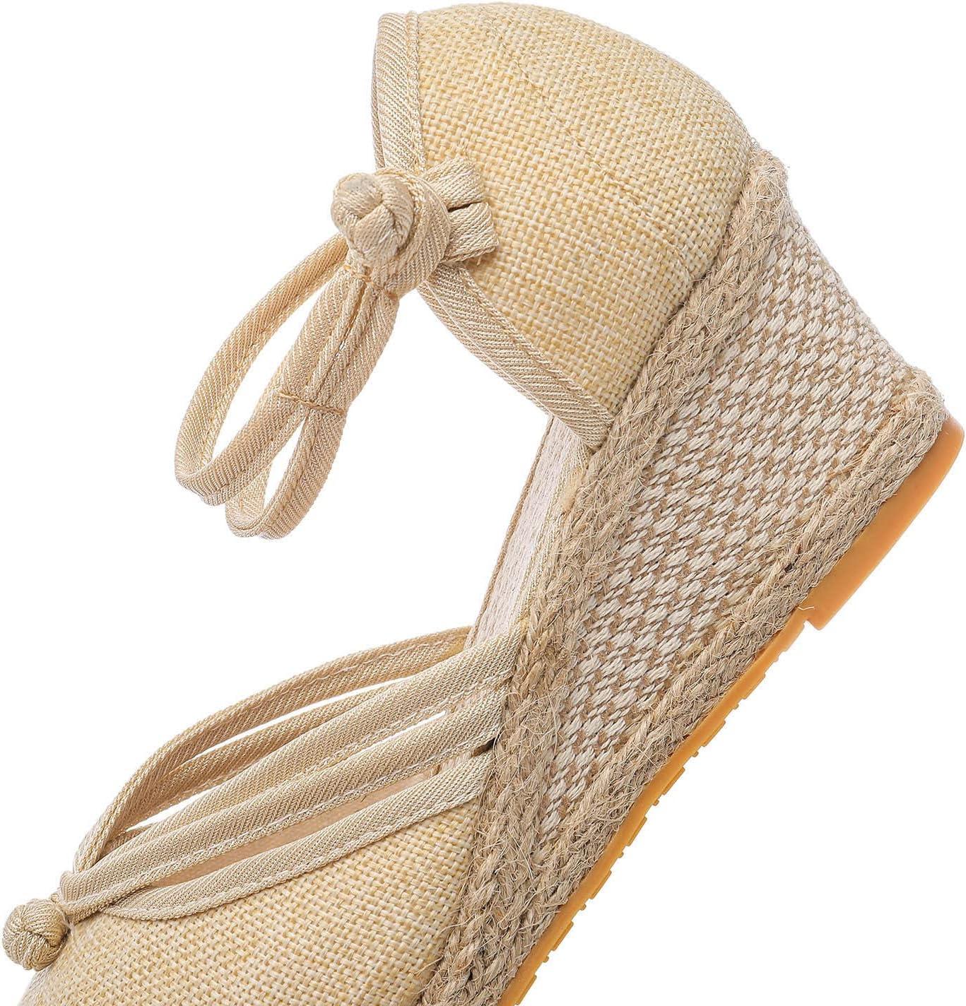 image:image2025 Sandales plateforme pour femme Espadrilles compenses confortables avec fermeture boucle en jute lgantes et flexibles2 Beiges