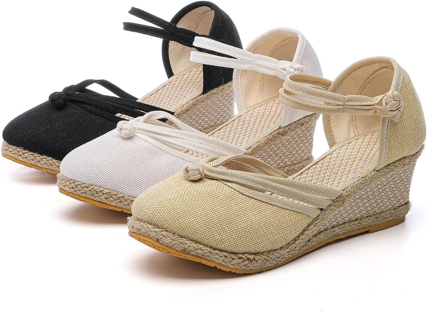 image:image2025 Sandales plateforme pour femme Espadrilles compenses confortables avec fermeture boucle en jute lgantes et flexibles2 Blanc
