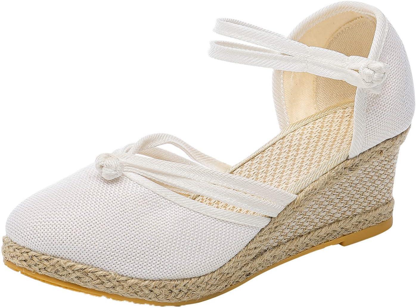 image:image2025 Sandales plateforme pour femme Espadrilles compenses confortables avec fermeture boucle en jute lgantes et flexibles2 Blanc