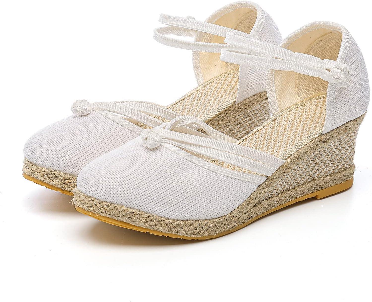 image:image2025 Sandales plateforme pour femme Espadrilles compenses confortables avec fermeture boucle en jute lgantes et flexibles2 Blanc