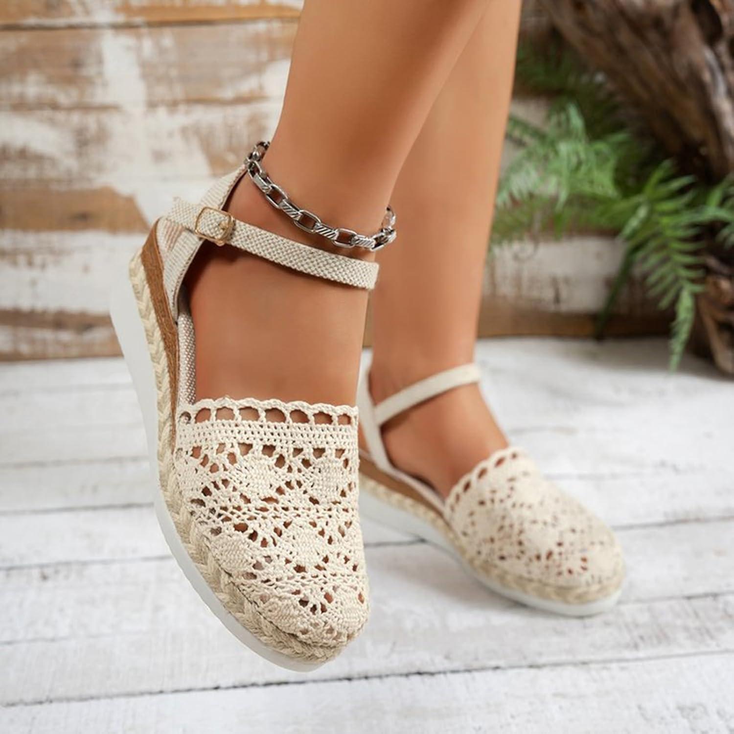 image:image2025 Sandales plateforme pour femme Espadrilles compenses confortables avec fermeture boucle en jute lgantes et flexibles3 Blanc