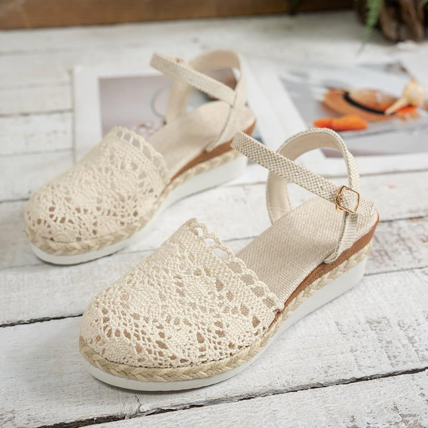 image:image2025 Sandales plateforme pour femme Espadrilles compenses confortables avec fermeture boucle en jute lgantes et flexibles3 Blanc
