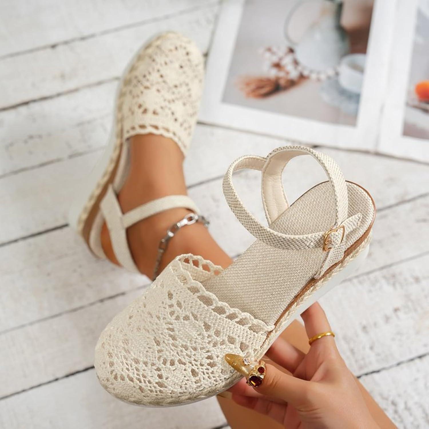 image:image2025 Sandales plateforme pour femme Espadrilles compenses confortables avec fermeture boucle en jute lgantes et flexibles3 Blanc