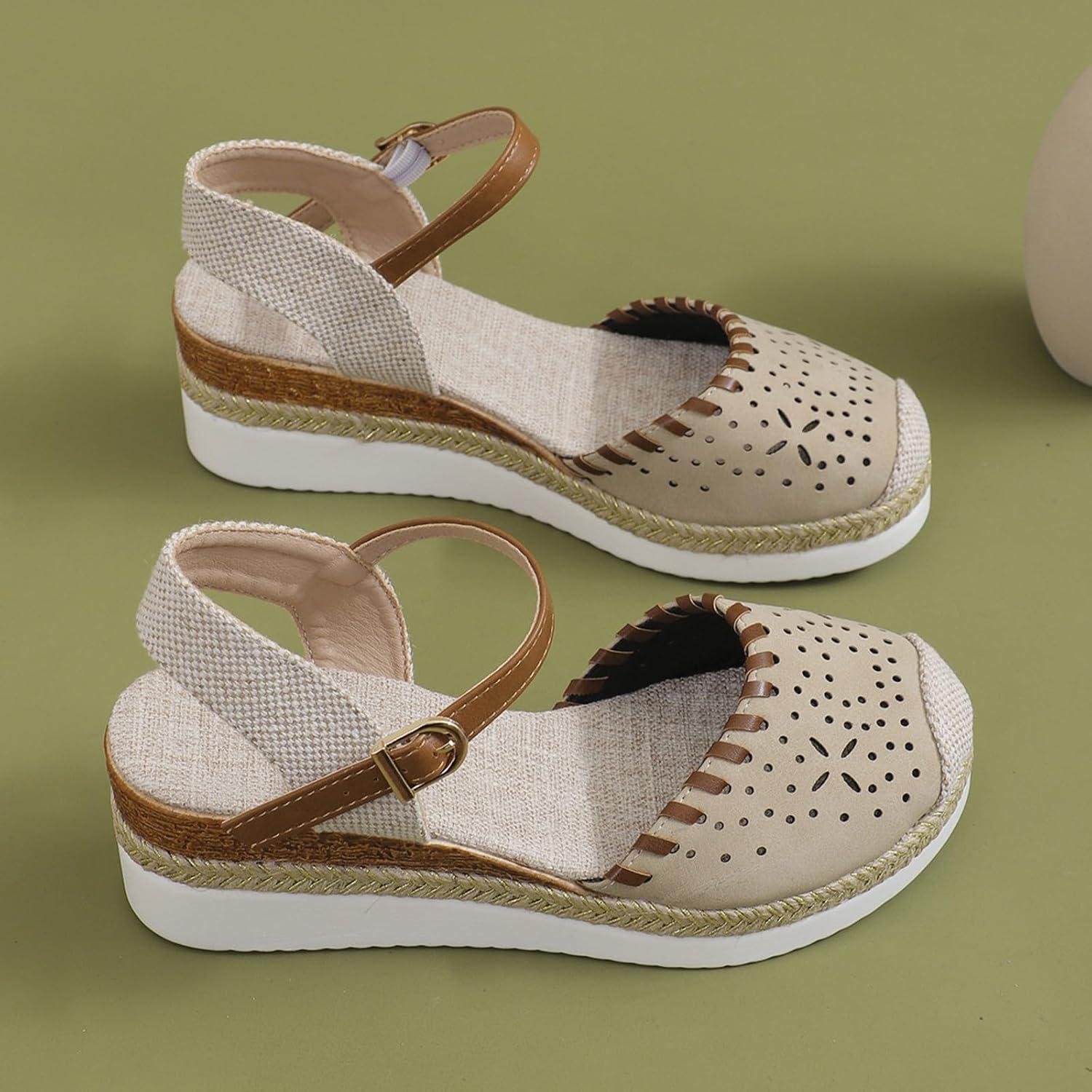 image:image2025 Sandales plateforme pour femme Espadrilles compenses confortables avec fermeture boucle en jute lgantes et flexibles5 Blanc