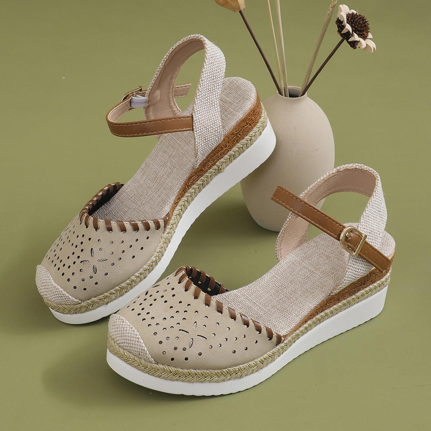 image:image2025 Sandales plateforme pour femme Espadrilles compenses confortables avec fermeture boucle en jute lgantes et flexibles5 Blanc