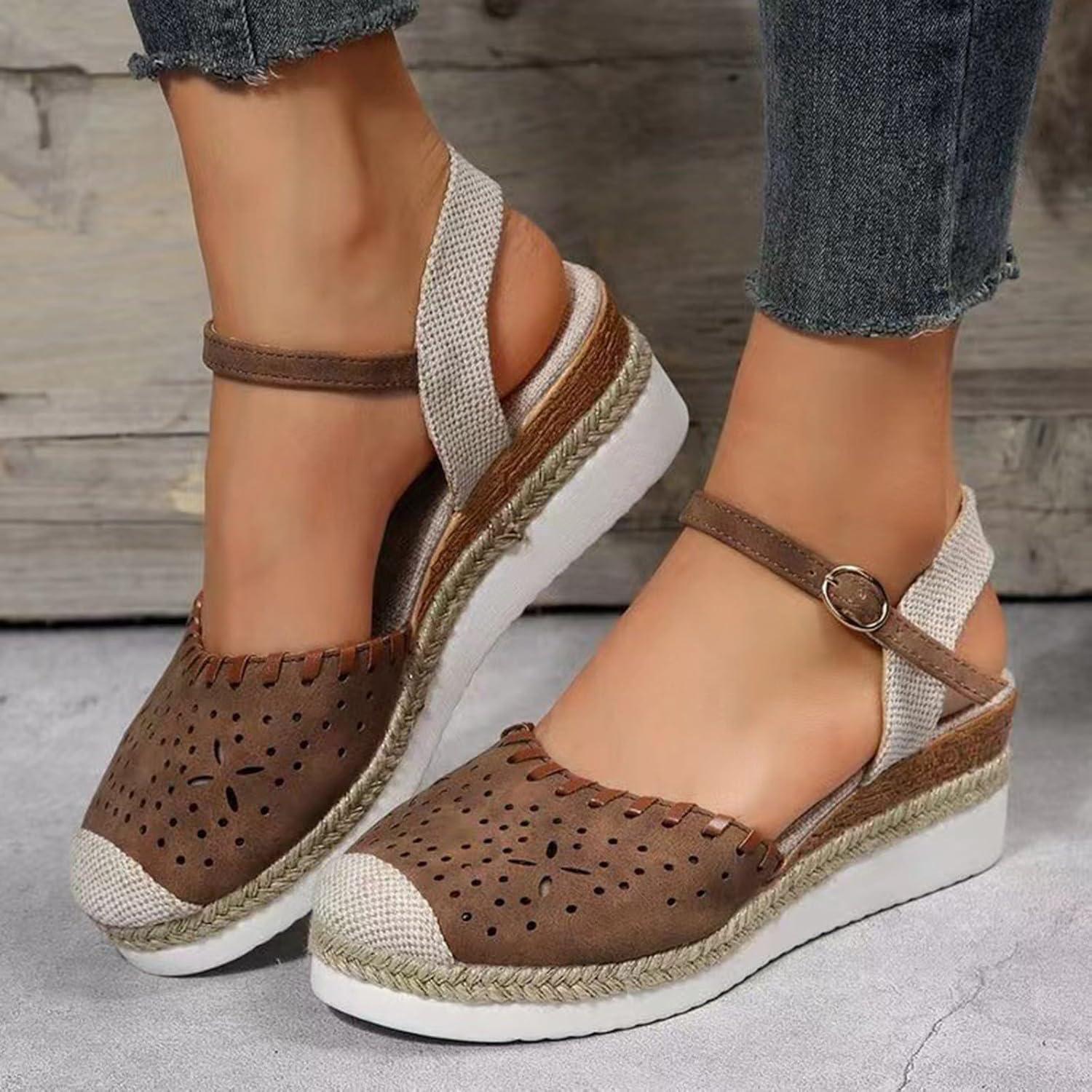 image:image2025 Sandales plateforme pour femme Espadrilles compenses confortables avec fermeture boucle en jute lgantes et flexibles5 Marron