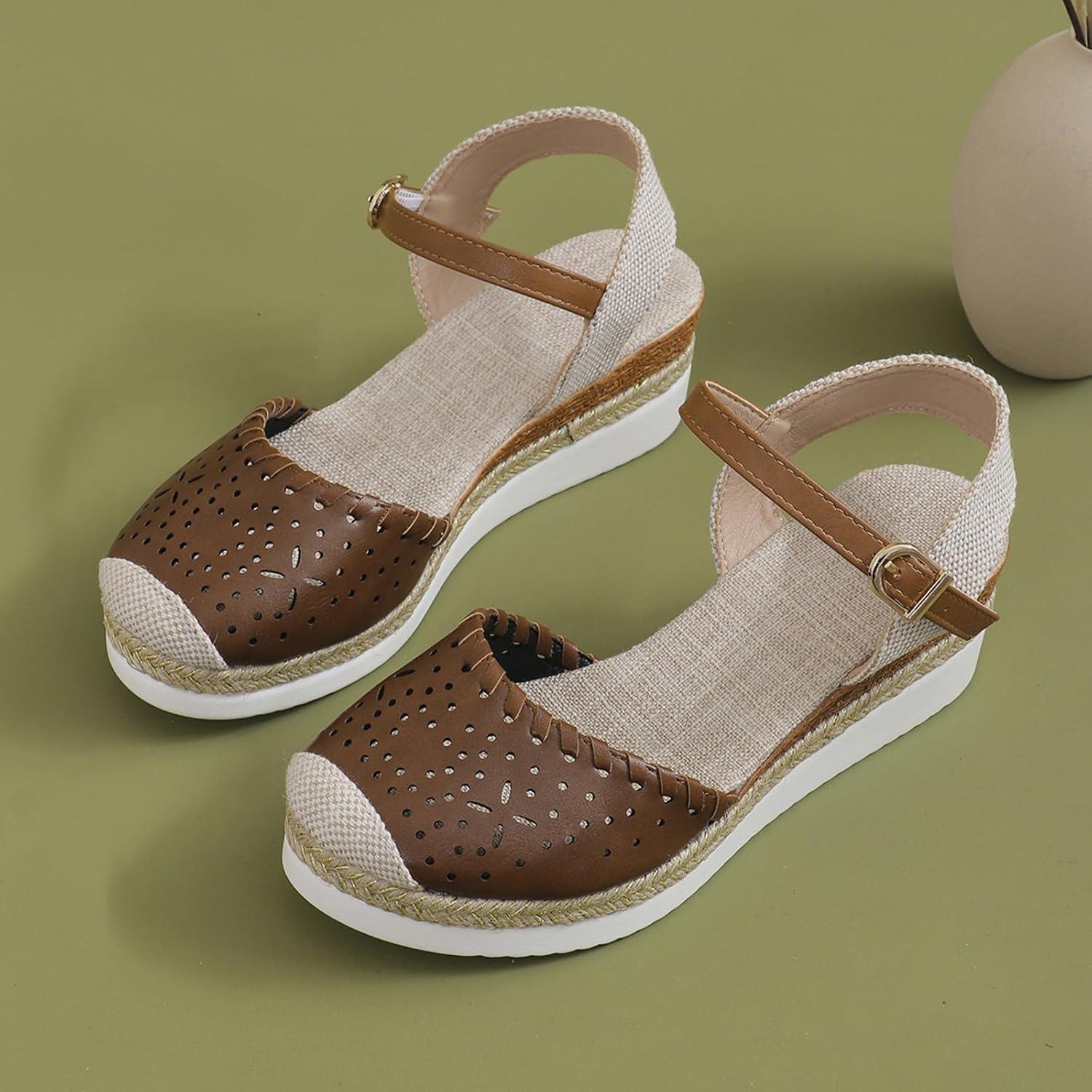 image:image2025 Sandales plateforme pour femme Espadrilles compenses confortables avec fermeture boucle en jute lgantes et flexibles5 Marron