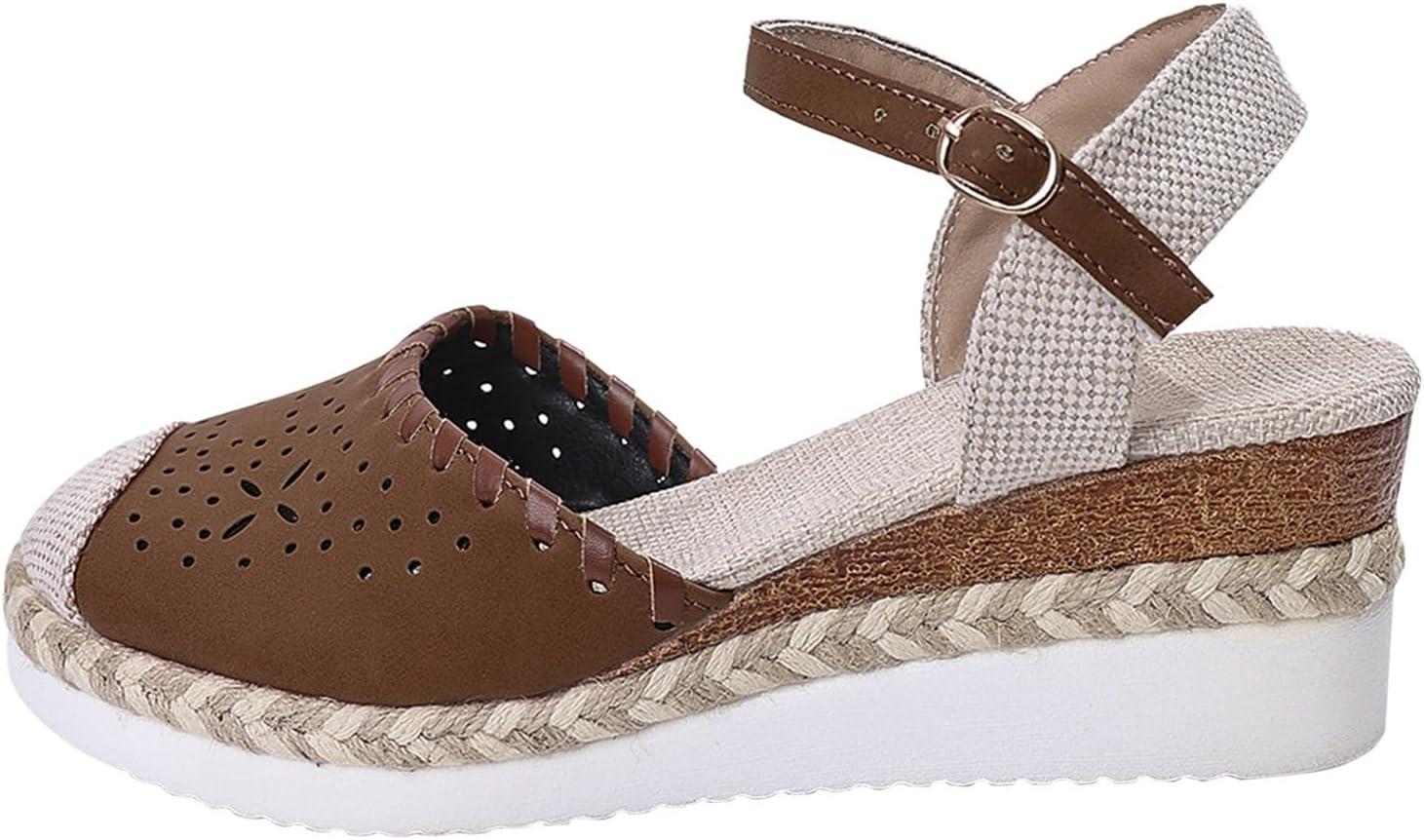 image:image2025 Sandales plateforme pour femme Espadrilles compenses confortables avec fermeture boucle en jute lgantes et flexibles5 Marron