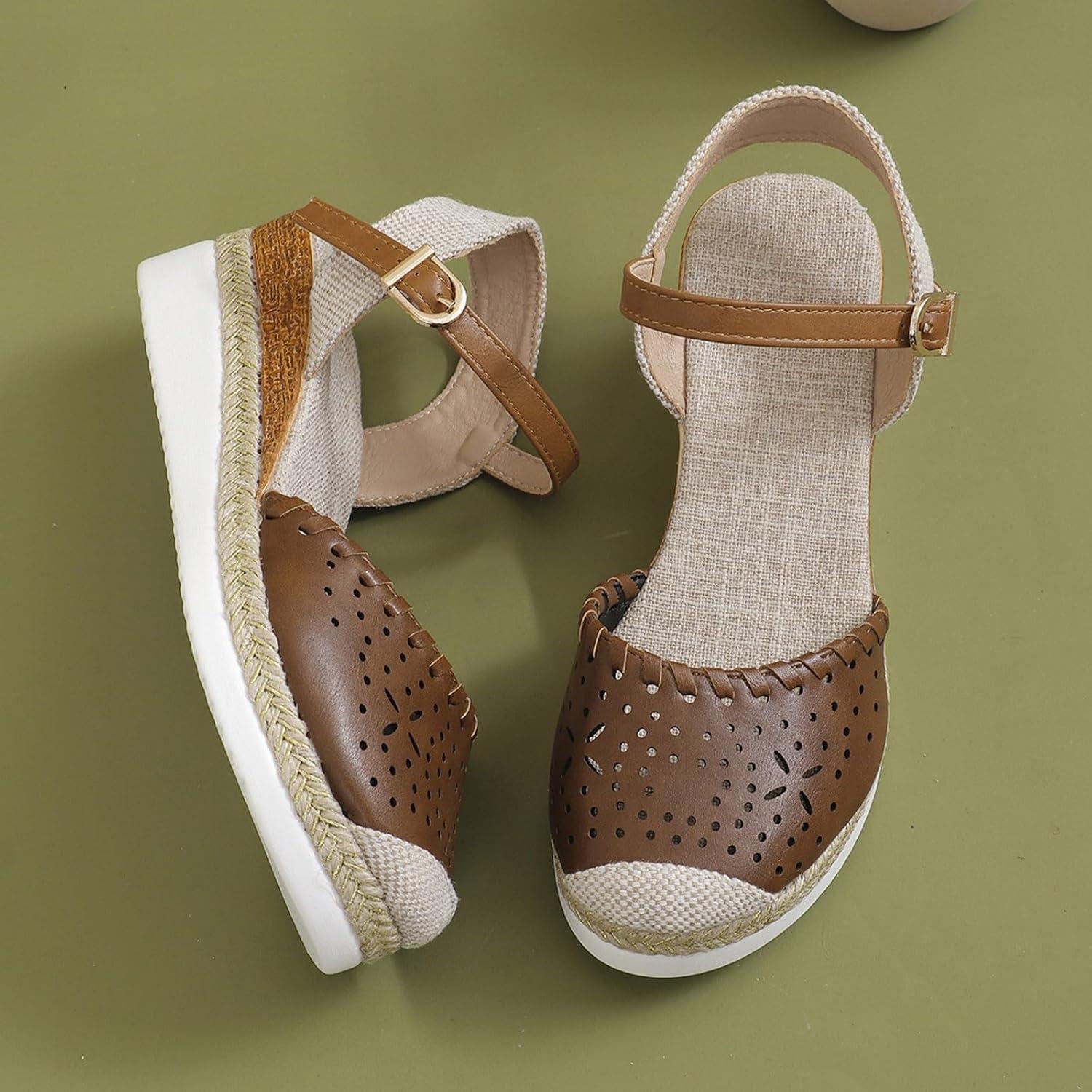 image:image2025 Sandales plateforme pour femme Espadrilles compenses confortables avec fermeture boucle en jute lgantes et flexibles5 Marron