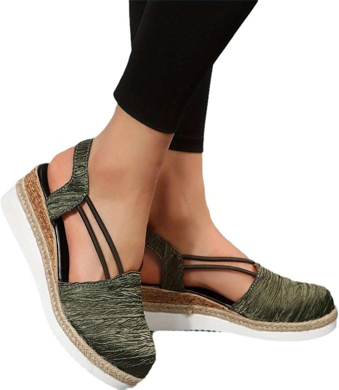 image:image2025 Sandales plateforme pour femme Espadrilles compenses confortables avec fermeture boucle en jute lgantes et flexibles6 Vert