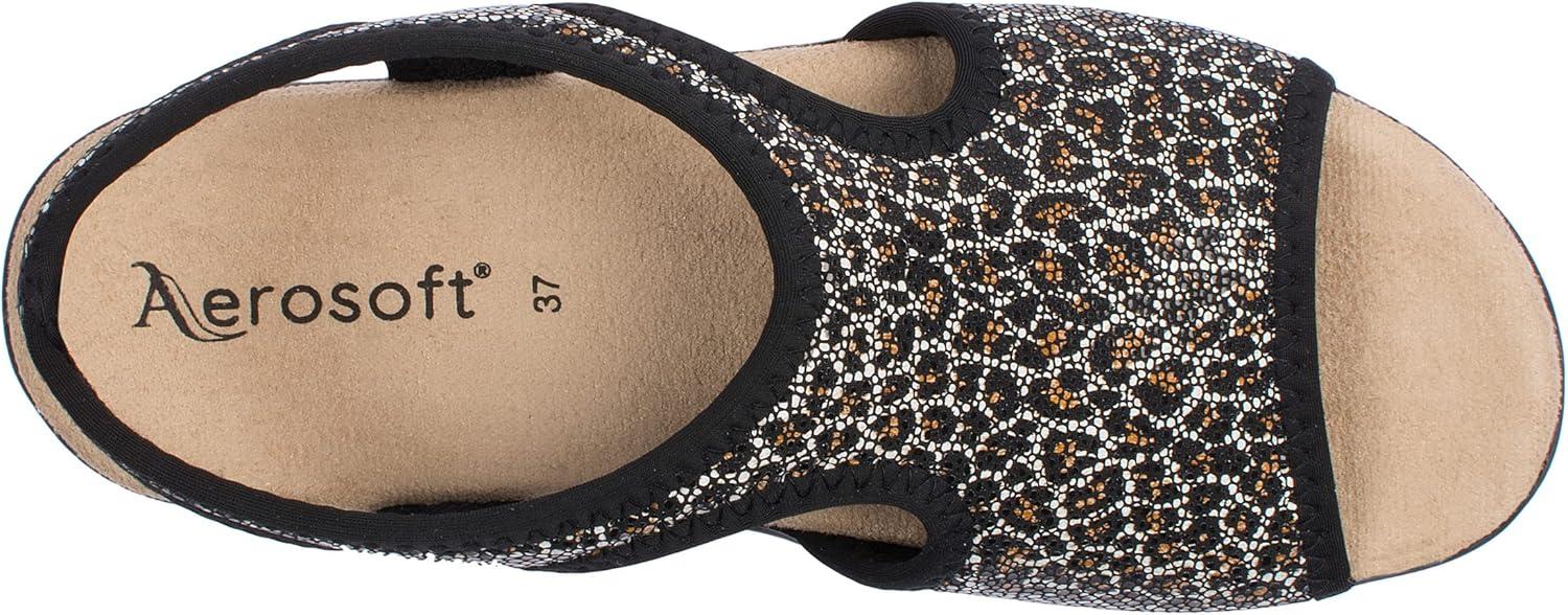 image:imageAerosoft Sandales stretch 05 pour femme extra lgres et lastiquesLopard Noir