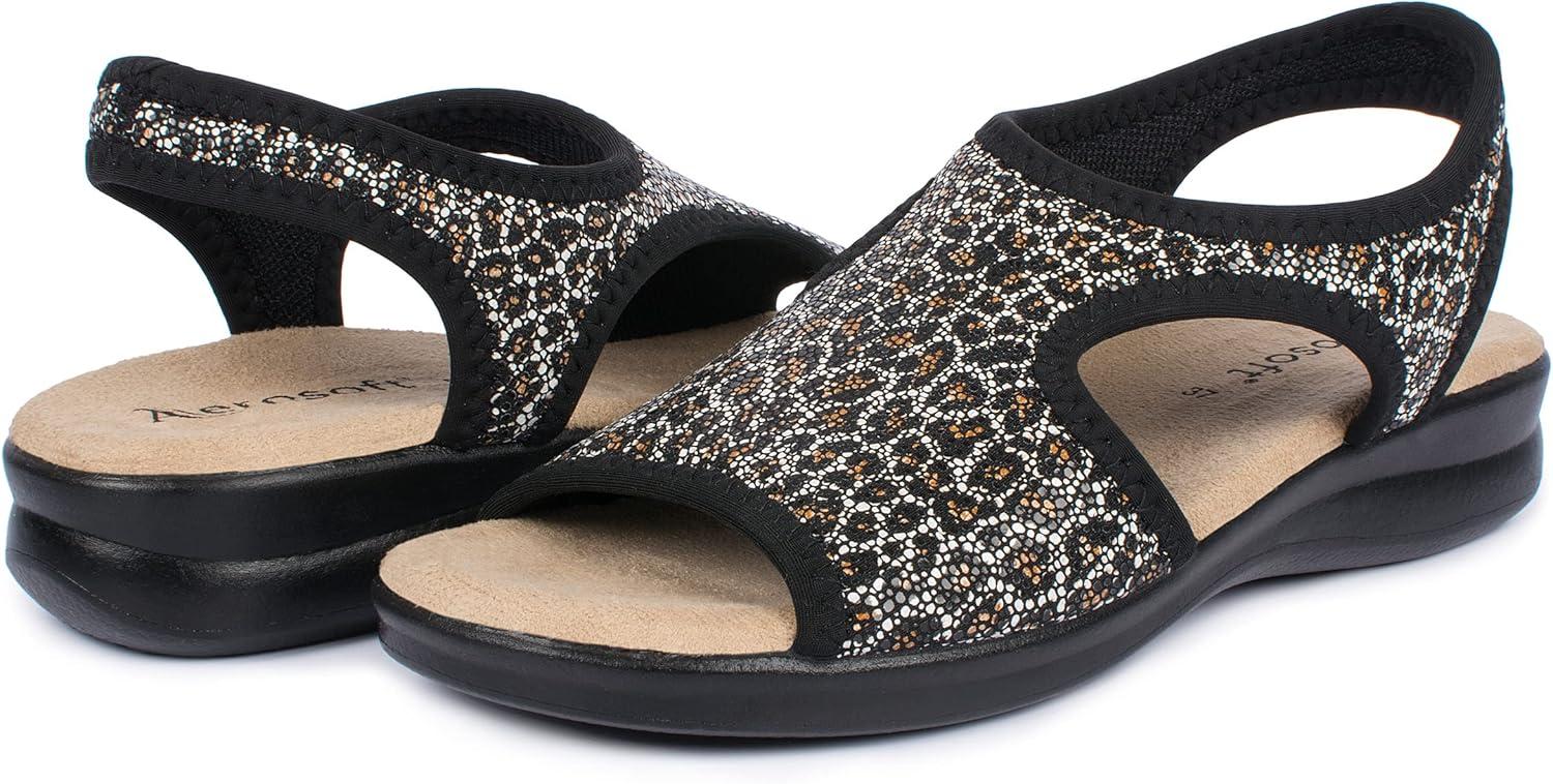 image:imageAerosoft Sandales stretch 05 pour femme extra lgres et lastiquesLopard Noir