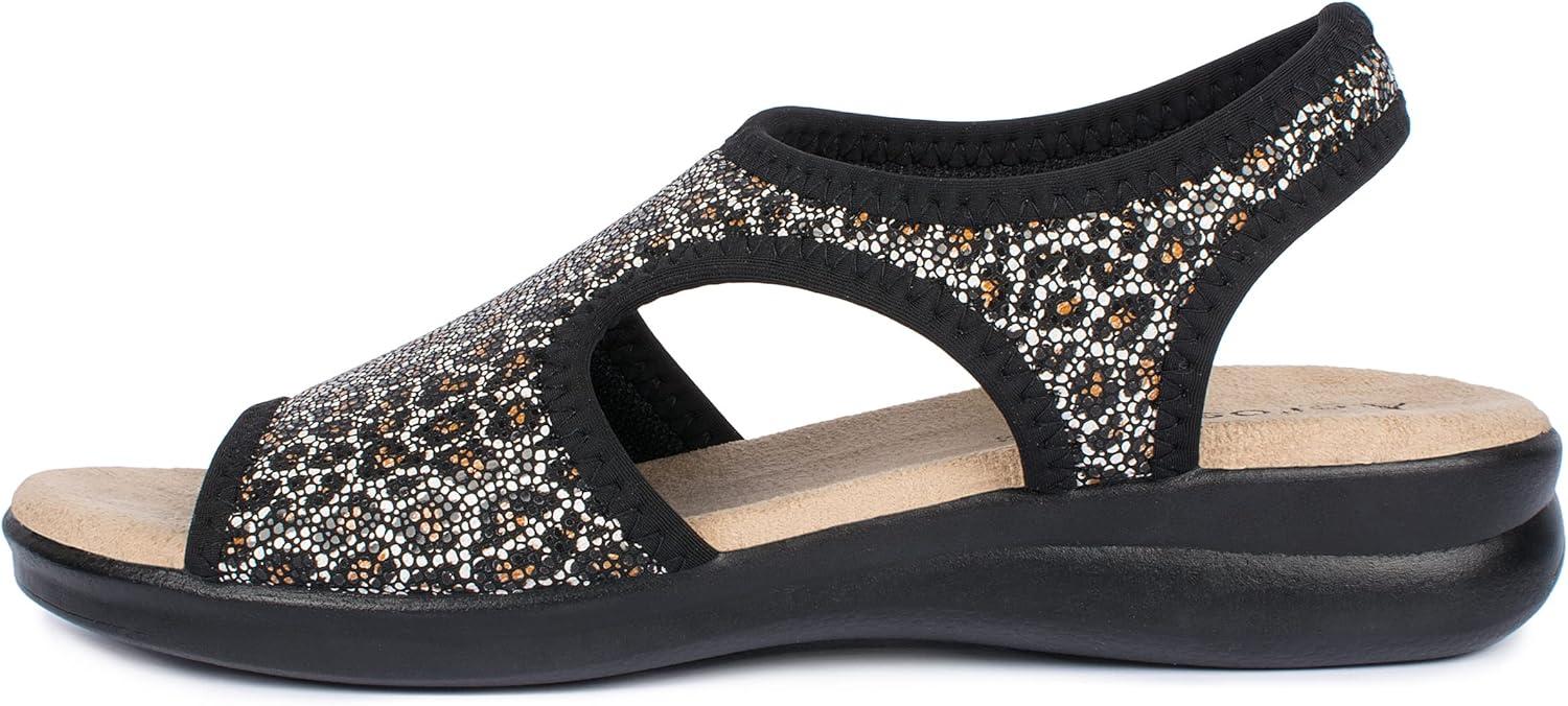 image:imageAerosoft Sandales stretch 05 pour femme extra lgres et lastiquesLopard Noir