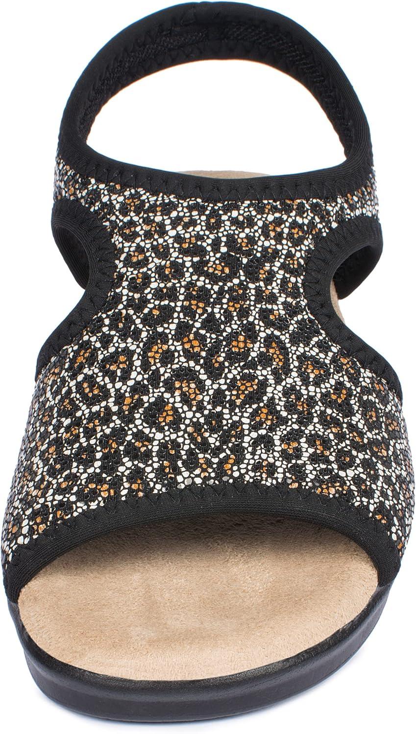 image:imageAerosoft Sandales stretch 05 pour femme extra lgres et lastiquesLopard Noir