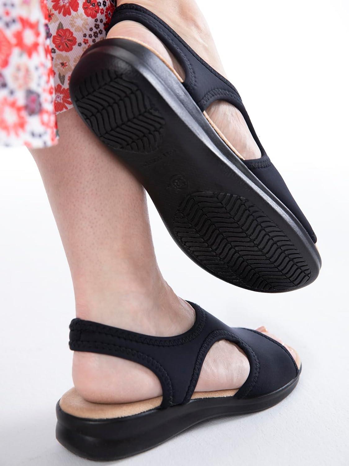 image:imageAerosoft Sandales stretch 05 pour femme extra lgres et lastiquesNoir
