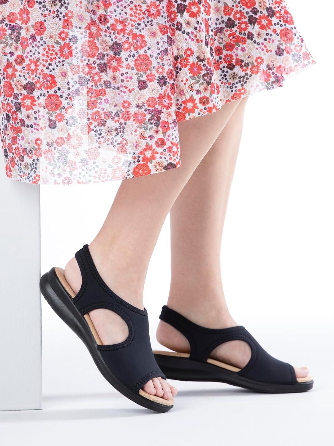 image:imageAerosoft Sandales stretch 05 pour femme extra lgres et lastiquesNoir