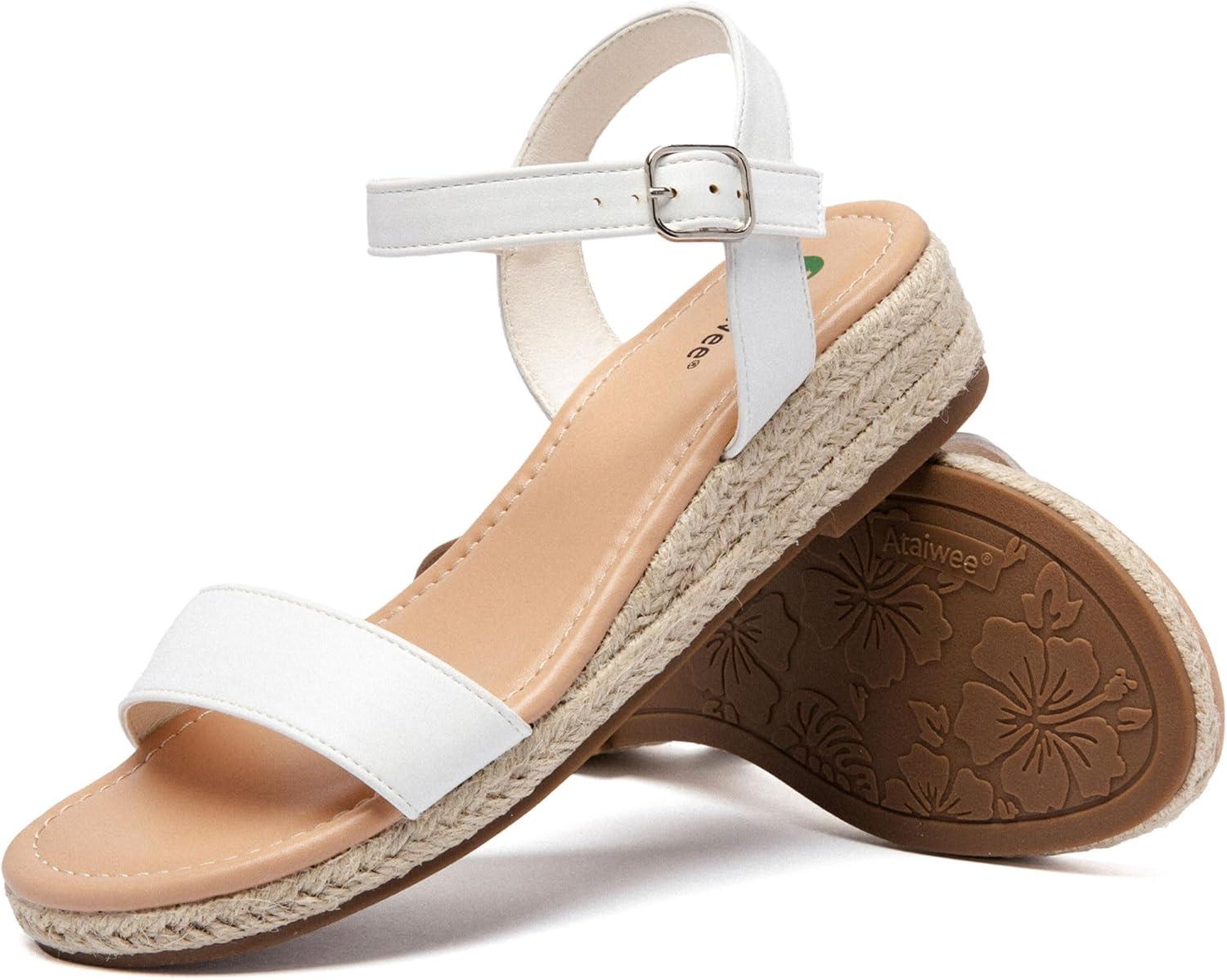 image:imageAtaiwee Sandales talon compens plateforme pour femmesSandales Espadrilles Habilles dt Bride de Cheville et Bout OuvertFr2507001 Blanc