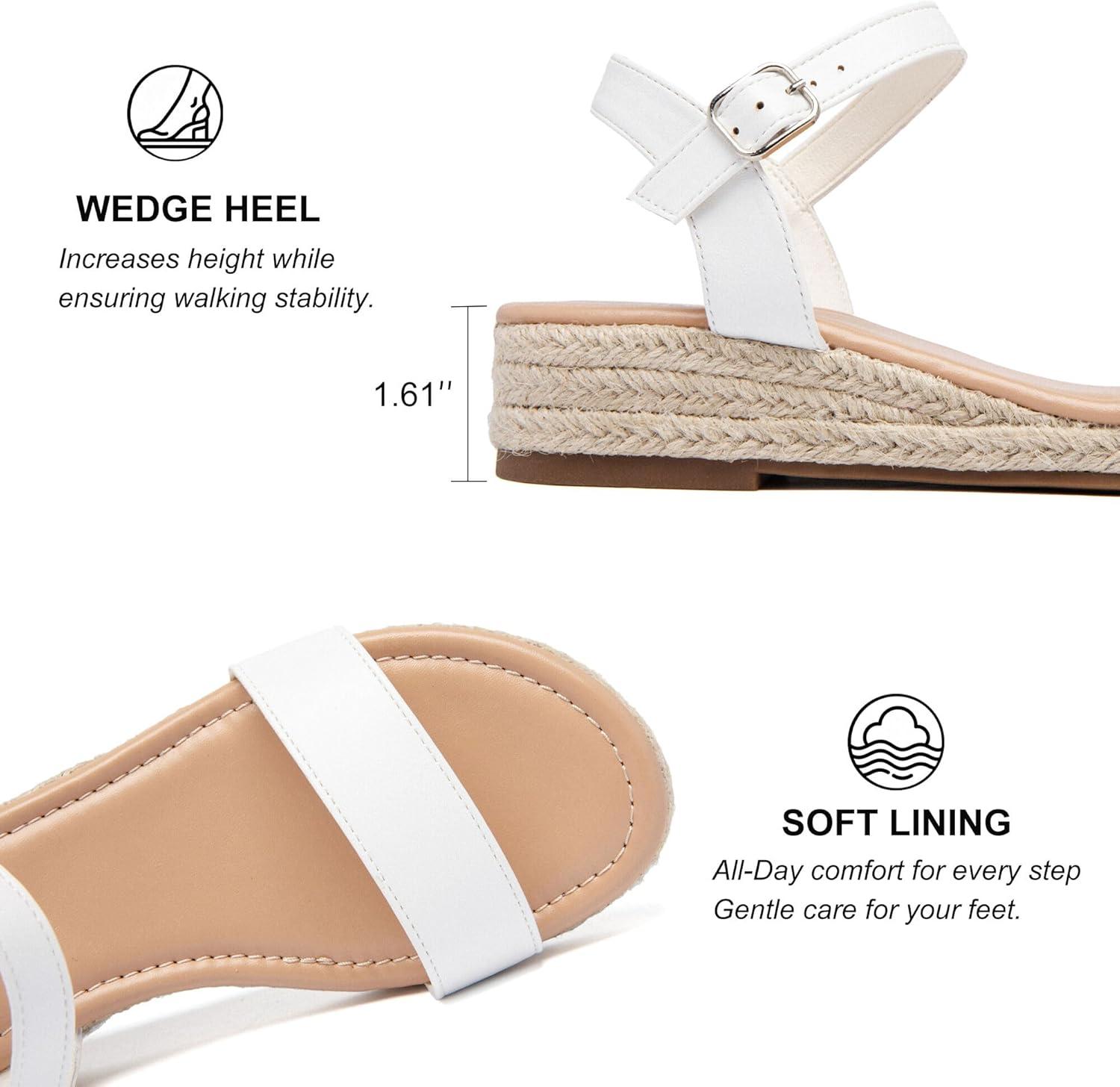 image:imageAtaiwee Sandales talon compens plateforme pour femmesSandales Espadrilles Habilles dt Bride de Cheville et Bout OuvertFr2507001 Blanc