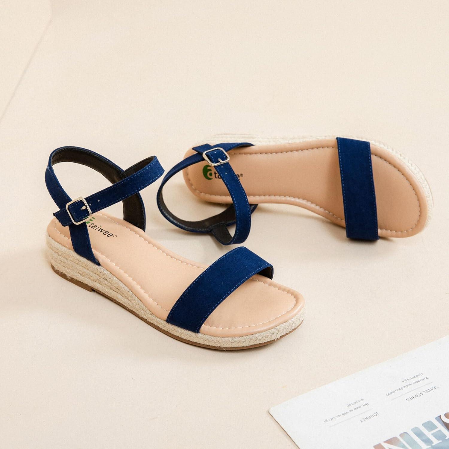 image:imageAtaiwee Sandales talon compens plateforme pour femmesSandales Espadrilles Habilles dt Bride de Cheville et Bout OuvertFr2507001 Bleu