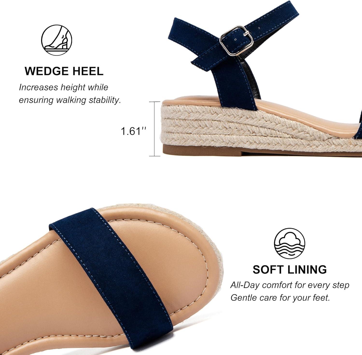 image:imageAtaiwee Sandales talon compens plateforme pour femmesSandales Espadrilles Habilles dt Bride de Cheville et Bout OuvertFr2507001 Bleu
