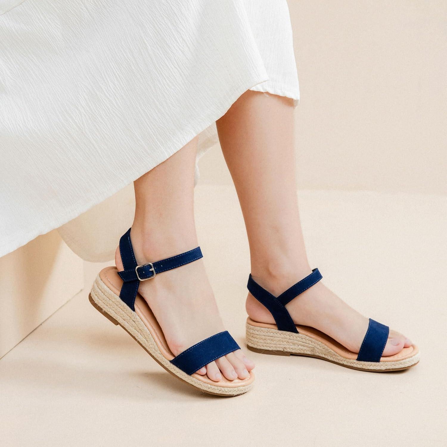 image:imageAtaiwee Sandales talon compens plateforme pour femmesSandales Espadrilles Habilles dt Bride de Cheville et Bout OuvertFr2507001 Bleu