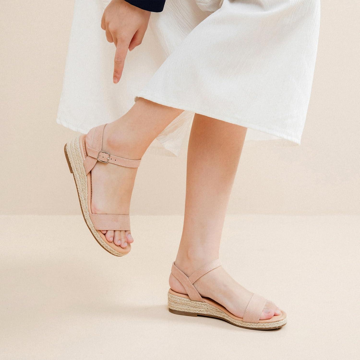image:imageAtaiwee Sandales talon compens plateforme pour femmesSandales Espadrilles Habilles dt Bride de Cheville et Bout OuvertFr2507001 Tan