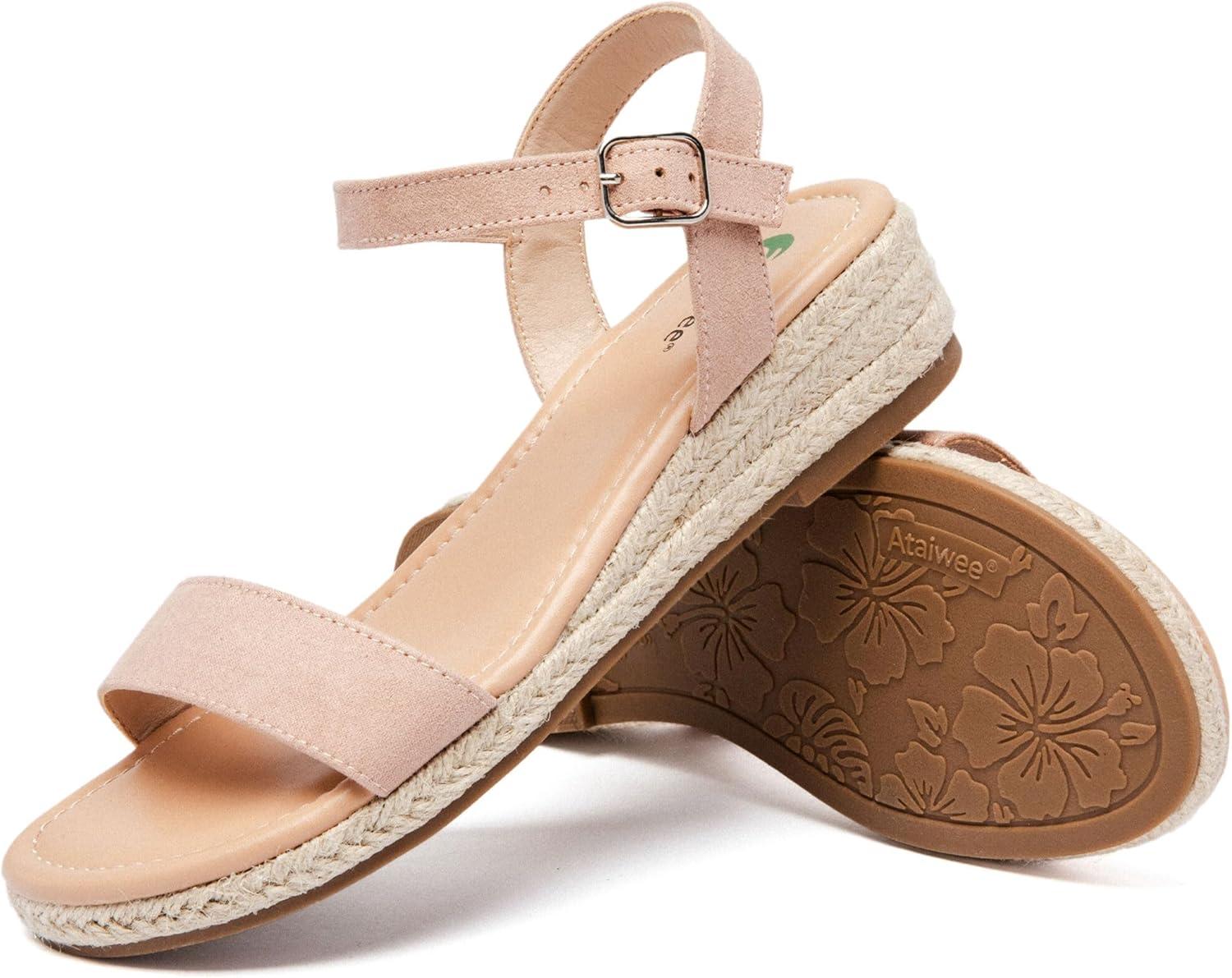 image:imageAtaiwee Sandales talon compens plateforme pour femmesSandales Espadrilles Habilles dt Bride de Cheville et Bout OuvertFr2507001 Tan