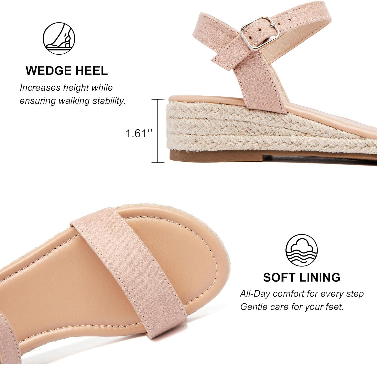image:imageAtaiwee Sandales talon compens plateforme pour femmesSandales Espadrilles Habilles dt Bride de Cheville et Bout OuvertFr2507001 Tan