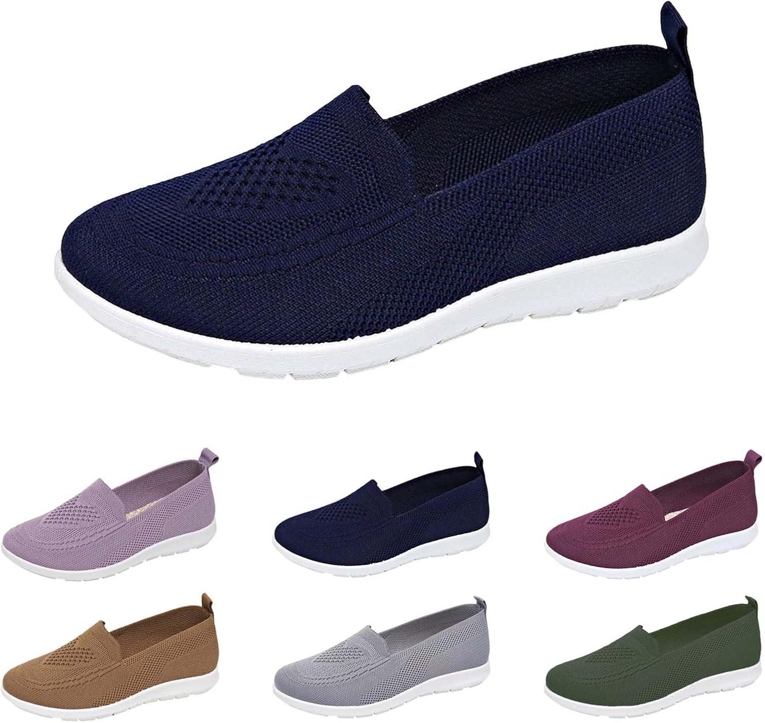 image:imageChaussures dt Plates et antidrapantes en ajoure pour Femmes Respirantes et Souples Confortables dcontractes Baskets Noires pour Femmes EnfilerBleu Fonc
