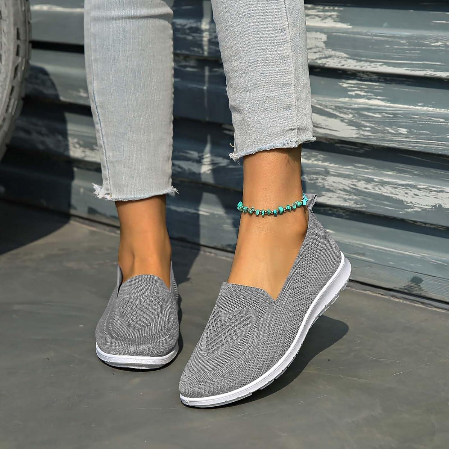 image:imageChaussures dt Plates et antidrapantes en ajoure pour Femmes Respirantes et Souples Confortables dcontractes Baskets Noires pour Femmes EnfilerGris
