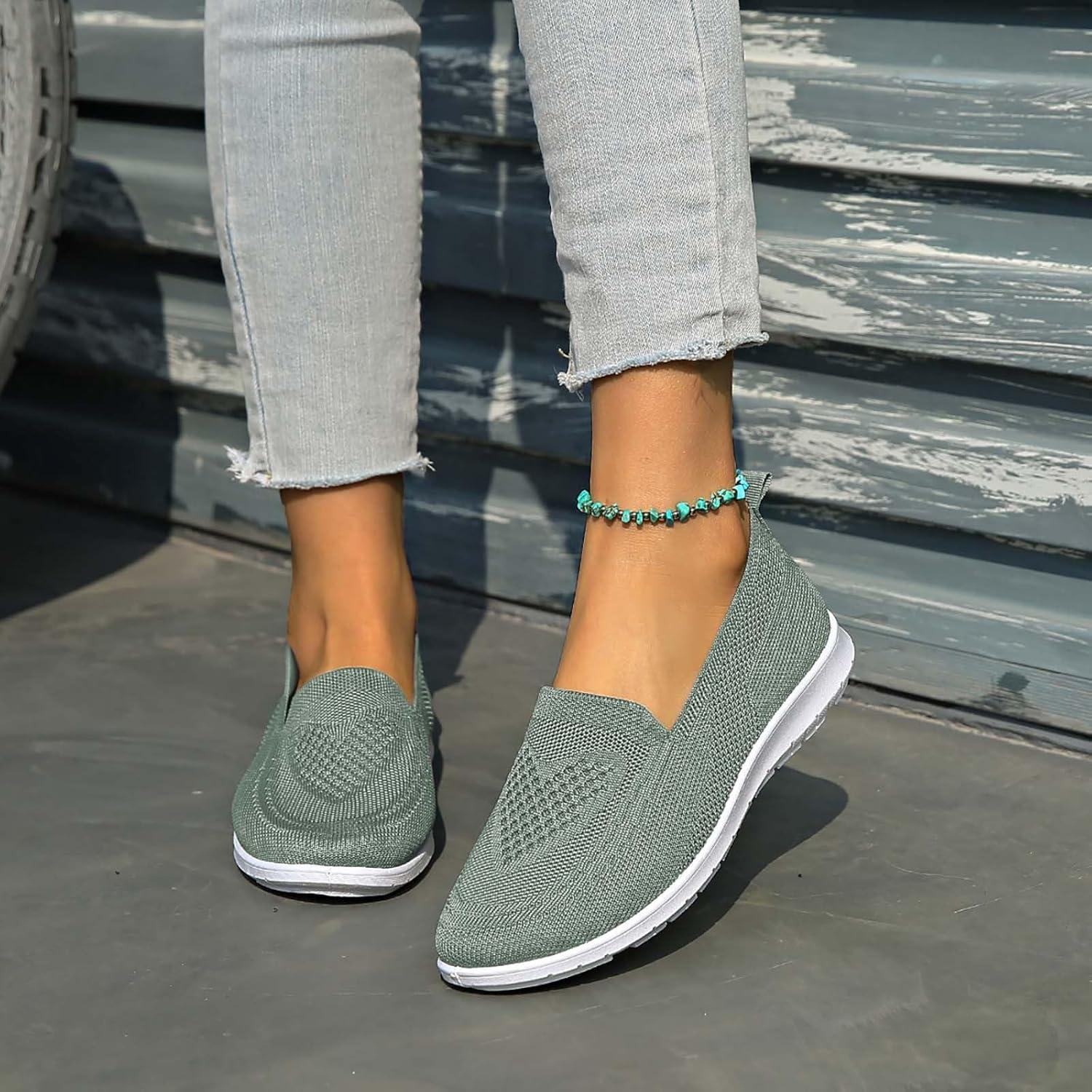 image:imageChaussures dt Plates et antidrapantes en ajoure pour Femmes Respirantes et Souples Confortables dcontractes Baskets Noires pour Femmes EnfilerVert