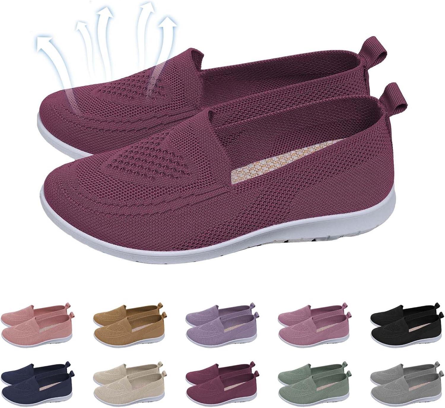 image:imageChaussures dt Plates et antidrapantes en ajoure pour Femmes Respirantes et Souples Confortables dcontractes Baskets Noires pour Femmes EnfilerViolet