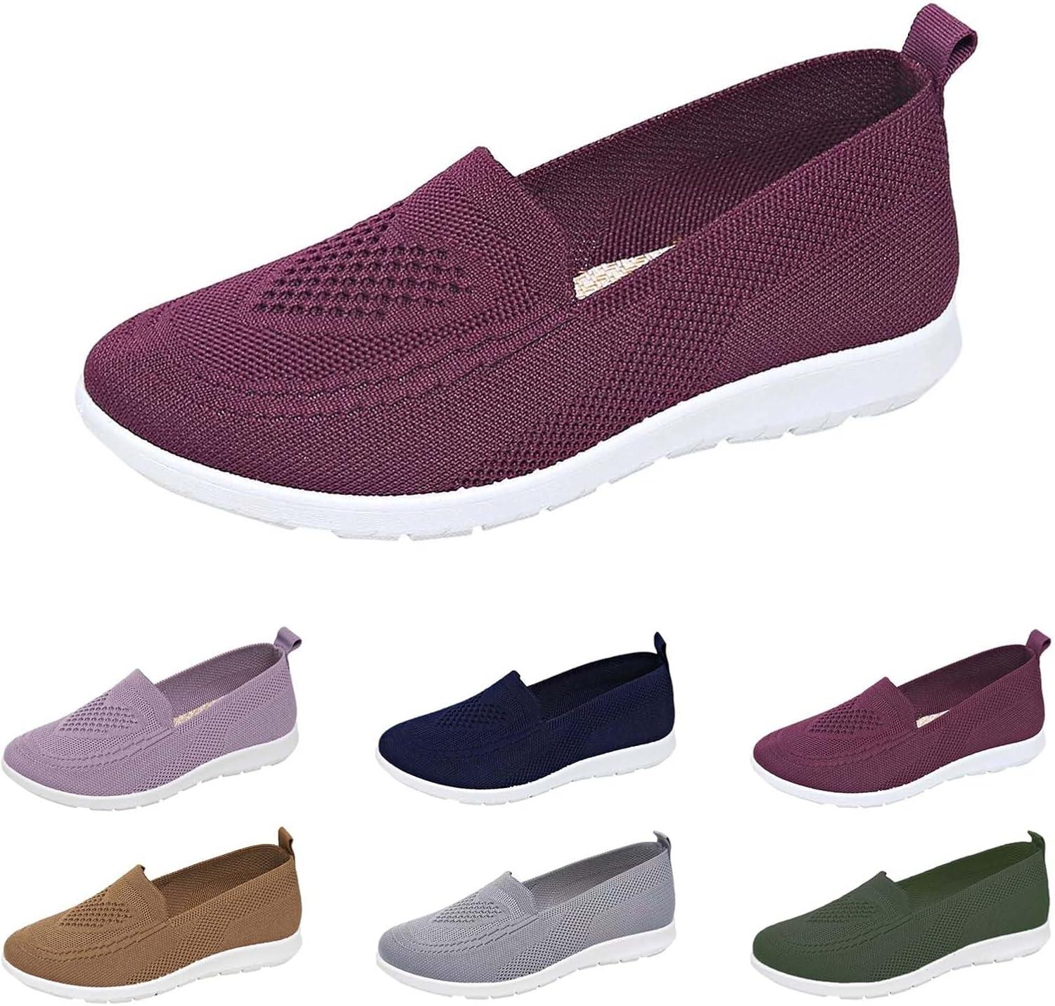 image:imageChaussures dt Plates et antidrapantes en ajoure pour Femmes Respirantes et Souples Confortables dcontractes Baskets Noires pour Femmes EnfilerViolet