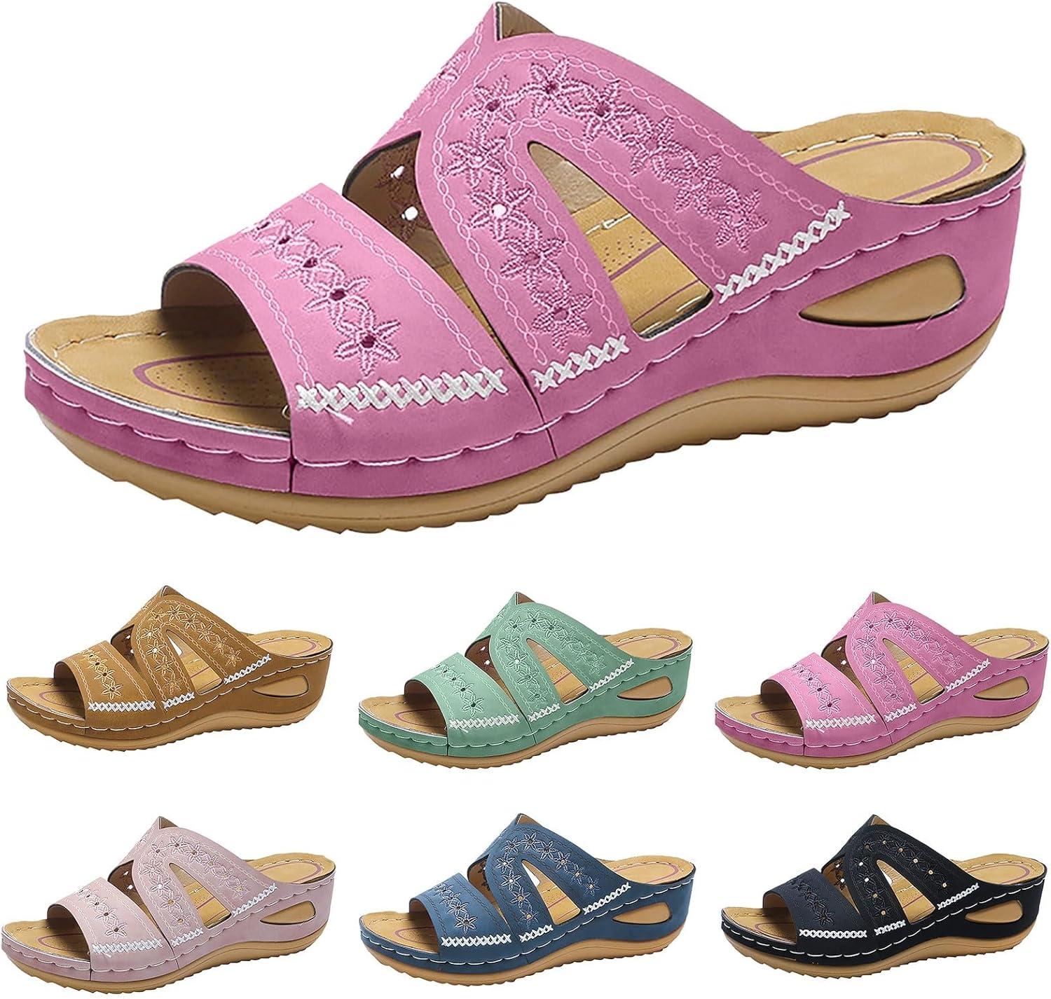 image:imageChaussures orthopdiques pour femme Mules dt Talon compens lgantes En cuir Confortables Antidrapantes Pour la plage et les vacancesLilas