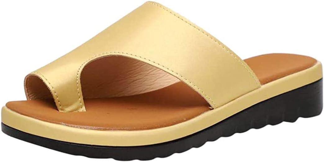 image:imageMinetom Femmes Sandales Orthopdiques Hallux Valgus Compenses Tongs Confortables pour Dames avec Correction du Gros Orteil Pantoufles Dcontractes Bout OuvertA Or