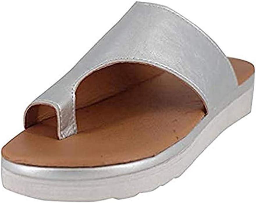 image:imageMinetom Femmes Sandales Orthopdiques Hallux Valgus Compenses Tongs Confortables pour Dames avec Correction du Gros Orteil Pantoufles Dcontractes Bout OuvertA Argent