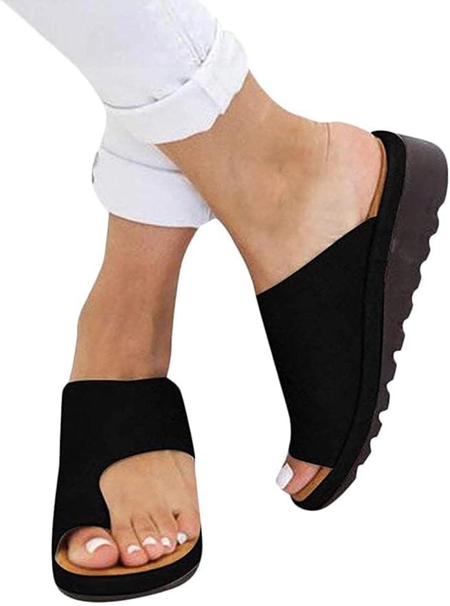 image:imageMinetom Femmes Sandales Orthopdiques Hallux Valgus Compenses Tongs Confortables pour Dames avec Correction du Gros Orteil Pantoufles Dcontractes Bout OuvertA Noir