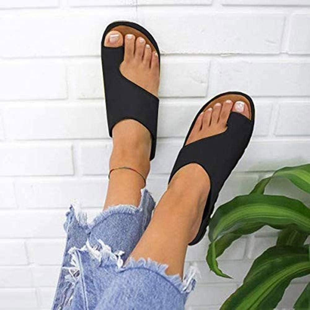 image:imageMinetom Femmes Sandales Orthopdiques Hallux Valgus Compenses Tongs Confortables pour Dames avec Correction du Gros Orteil Pantoufles Dcontractes Bout OuvertA Noir
