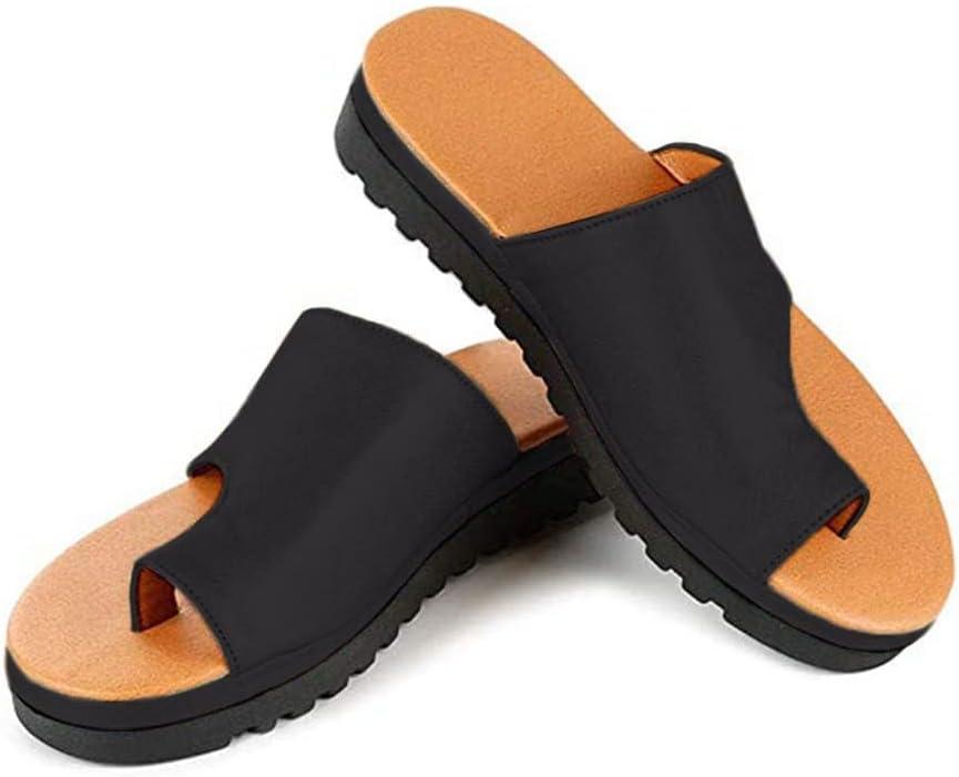 image:imageMinetom Femmes Sandales Orthopdiques Hallux Valgus Compenses Tongs Confortables pour Dames avec Correction du Gros Orteil Pantoufles Dcontractes Bout OuvertA Noir