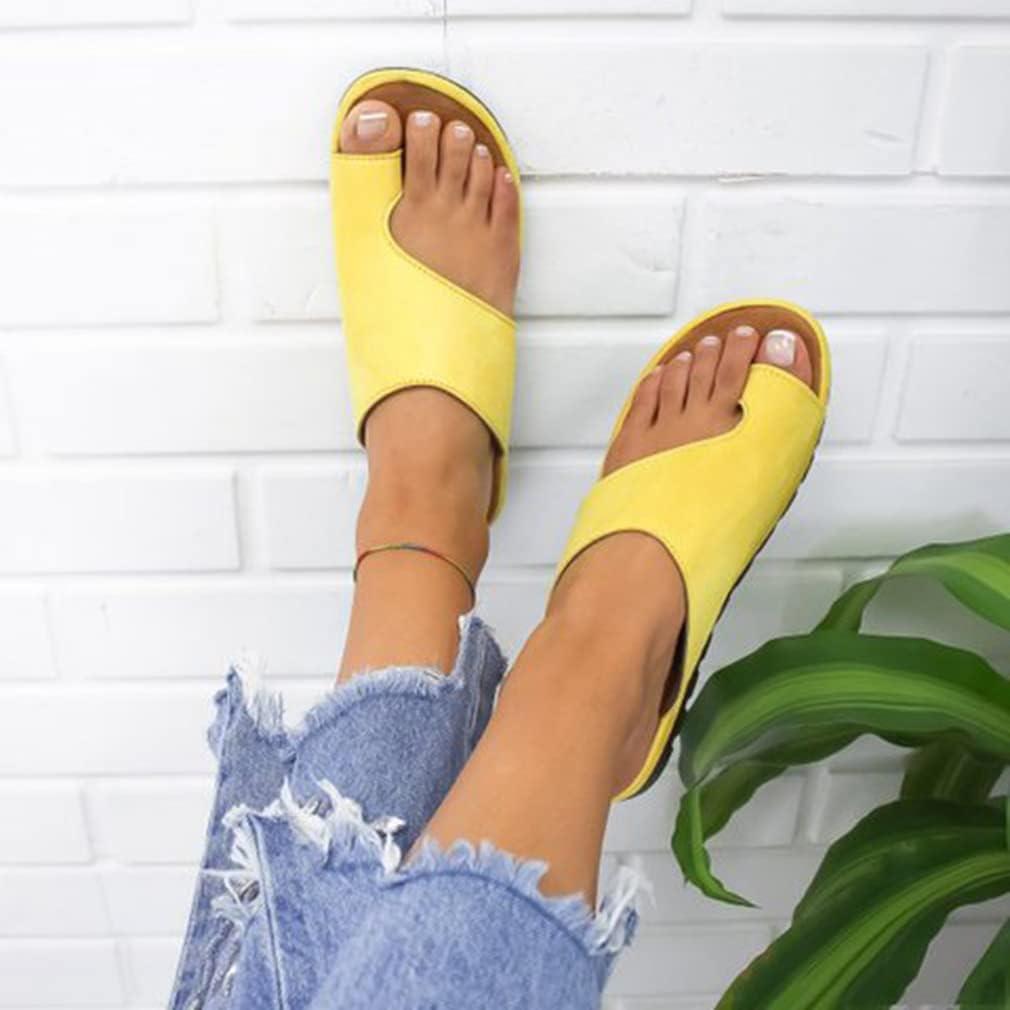 image:imageMinetom Femmes Sandales Orthopdiques Hallux Valgus Compenses Tongs Confortables pour Dames avec Correction du Gros Orteil Pantoufles Dcontractes Bout OuvertA Jaune